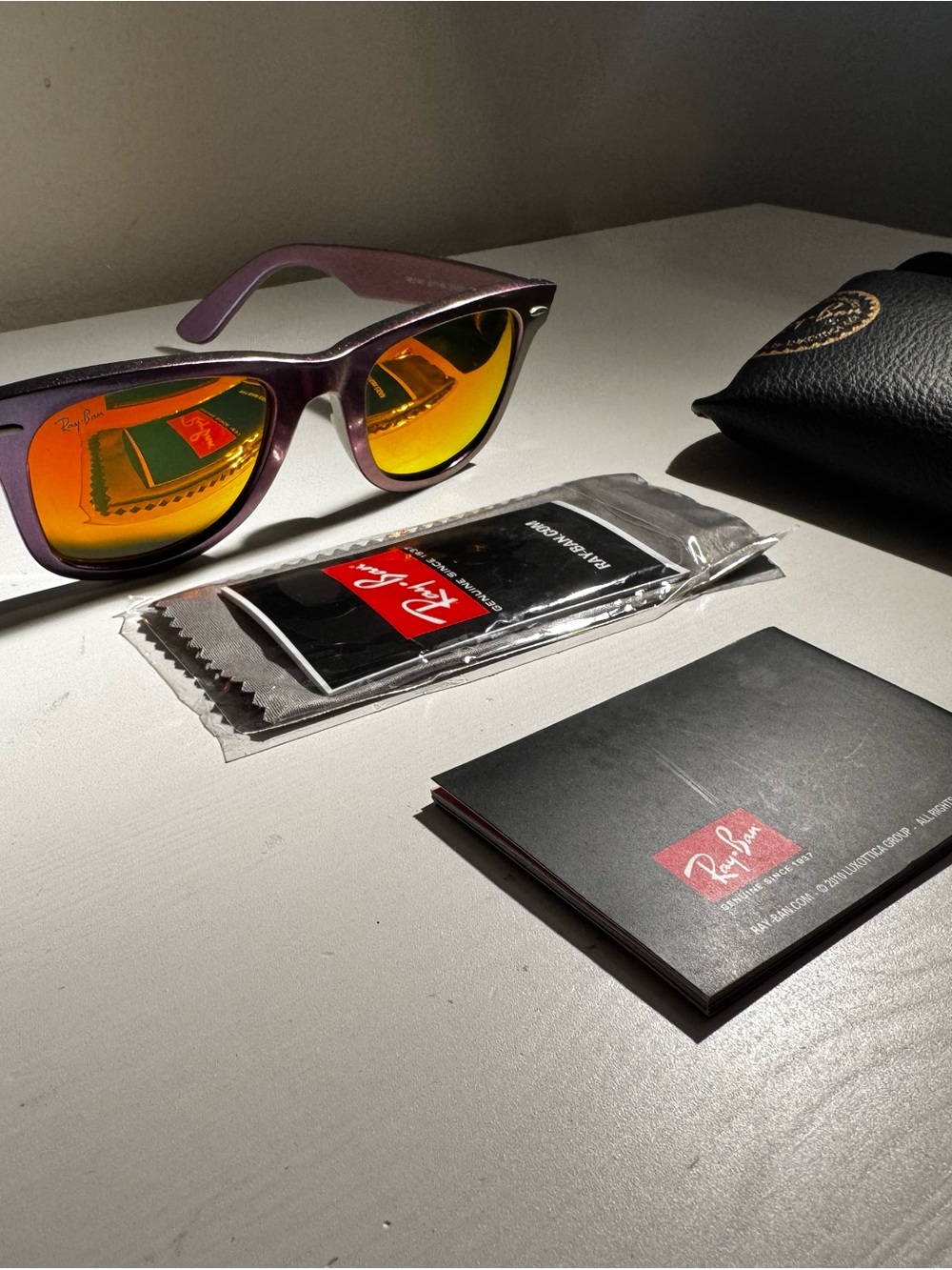Ray-Ban Purple Frames with Orange Mirrored Lenses